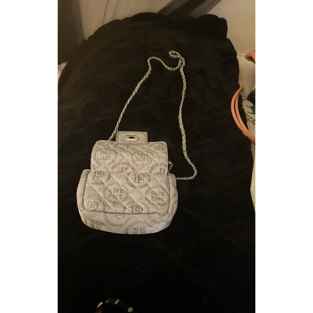 Vintage HTF/rare VS PINK Crossbody Bag y2k mini logo grey
